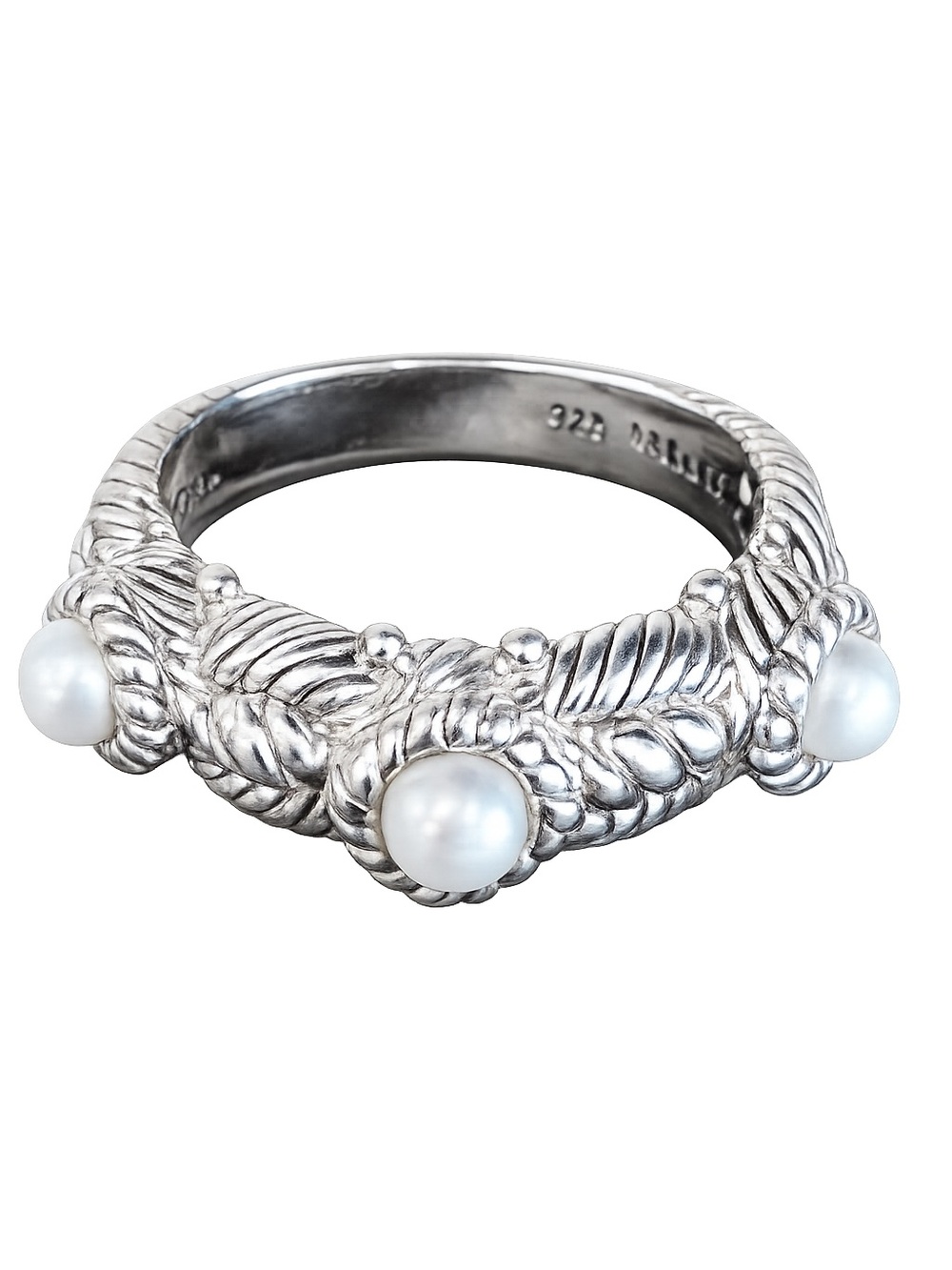 Judith Ripka Sterling Silver Pearl Cable Ring Size 5 925 Designer